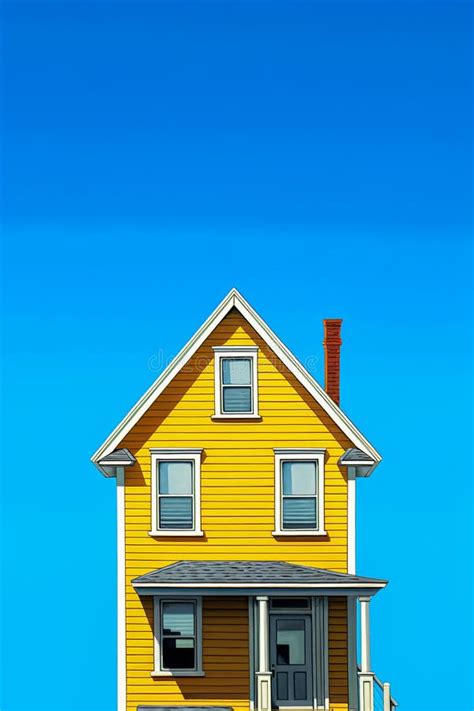 yellow house with blue roof